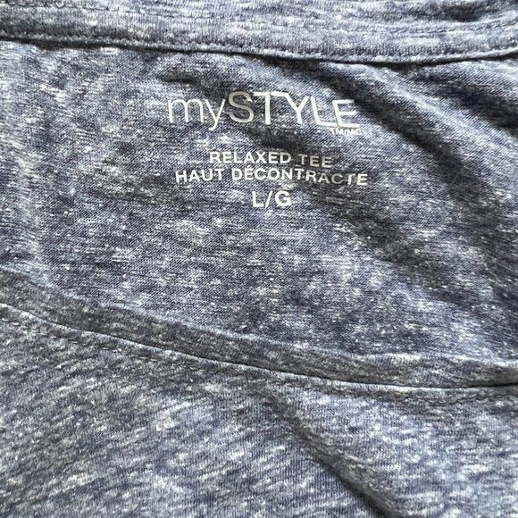 🌿4/$35🌿 MYSTYLE Blue‎ Scoop Neck Tee (L) - Picture 6 of 8